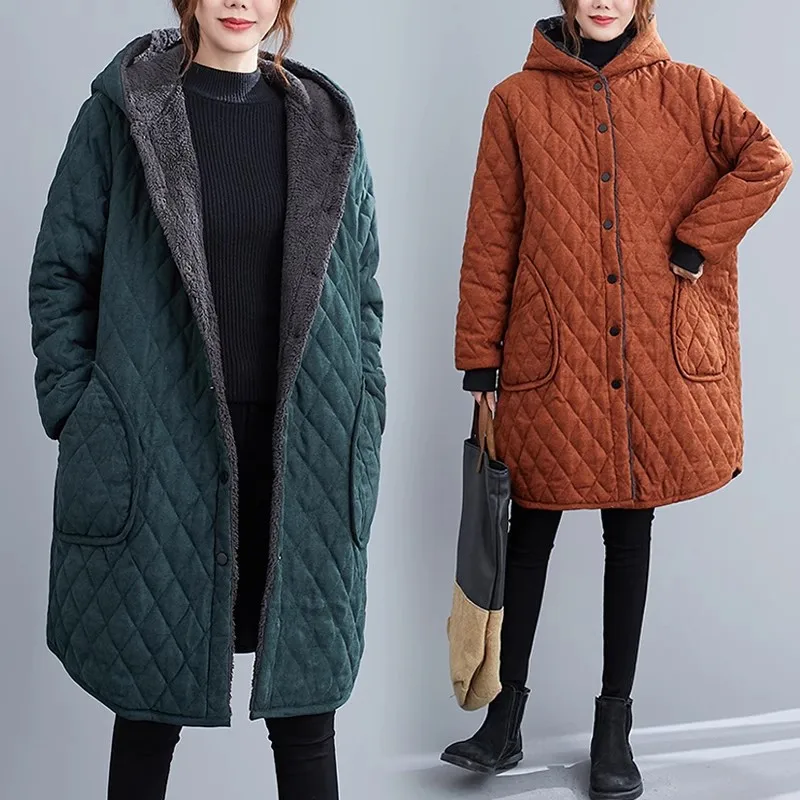 Casual Winter Jackets Women Hooded Quilted Thicken Coats Women\'s Clothing Large Size Long Parkas overcoat Cold-Proof Cotton Coat