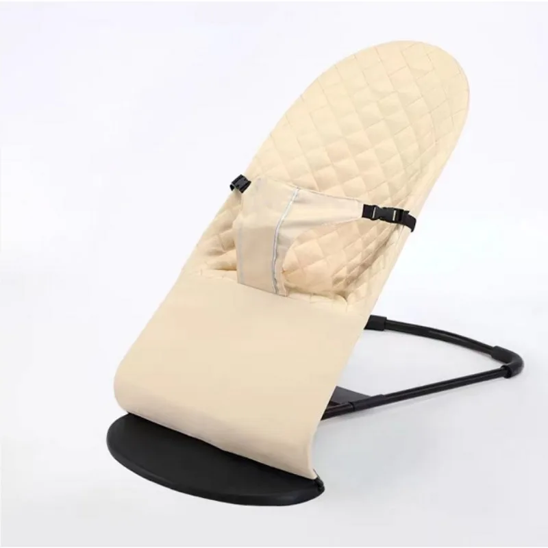 Baby Rocker Chair Reclining Seat Foldable Infant Bouncer with Vibration for Newborn 0-12 Months All Season Use No Music