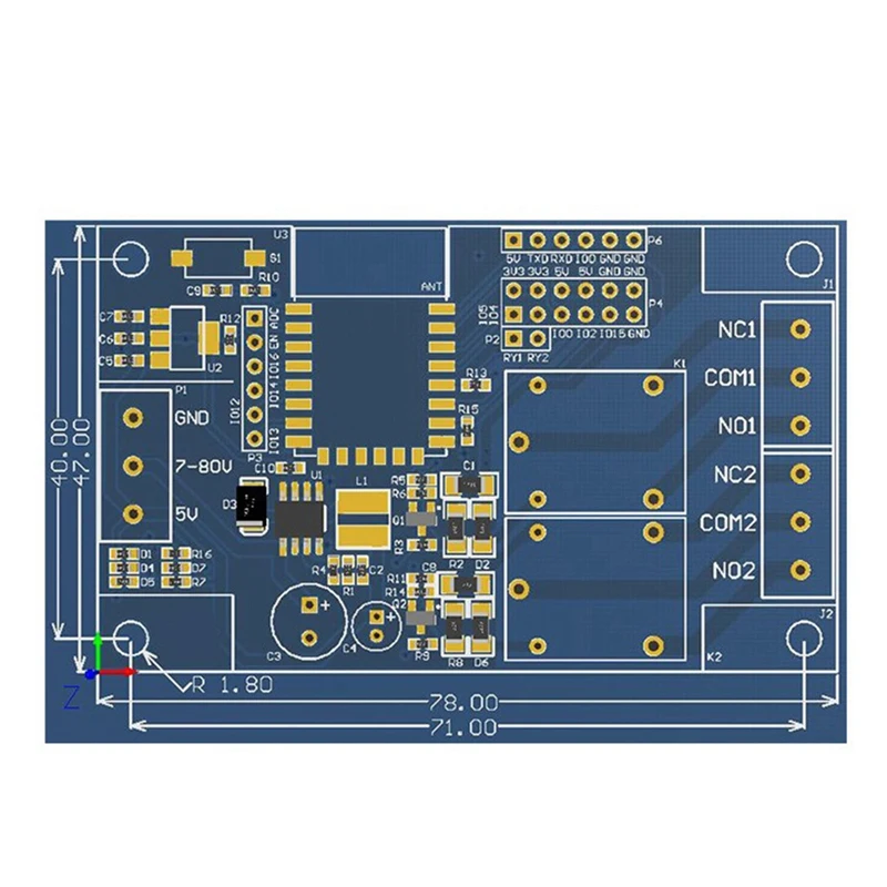 وحدة التتابع ESP-07 2 طريقة WIFI وحدة 5 فولت/8-80 فولت إمدادات الطاقة ESP8266 مجلس التنمية وحدة التطوير الثانوي