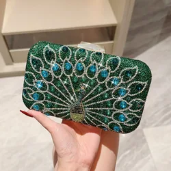 New Diamond Luxury Women Clutch Evening Bag Beautiful Peacock Wedding Crystal Ladies Phone Purse Female Wallet For Party Gift