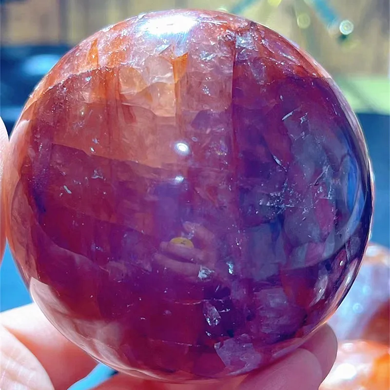 Natural Hematoid Crystal Red Healer Sphere Healing Quartz Ball Stone for Decoration