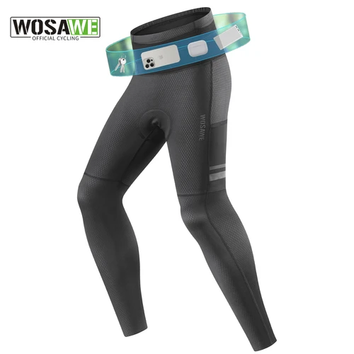 WOSAWE, pantalones de bicicleta para hombre, mallas largas acolchadas para ciclismo, pantalones MTB, mallas para bicicleta, conducción al aire libre, ropa reflectante de secado rápido