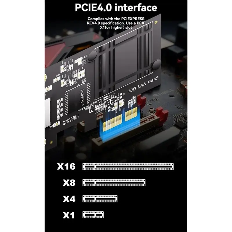 QWE-PXE Network Wake-Up 10G LAN Pcie 4.0 X1 Diskless Network Adapter Card RT8127& AT Chip For Win Windows 11 Linux