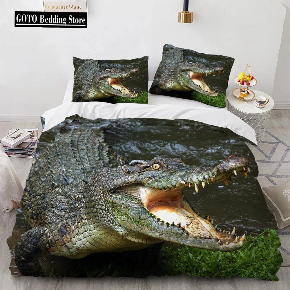 

Crocodile Duvet Cover Wild Alligator Print Bedding Set for Boys Girls Teens Ultra Soft Wildlife Animal Comforter Cover Bed Decor