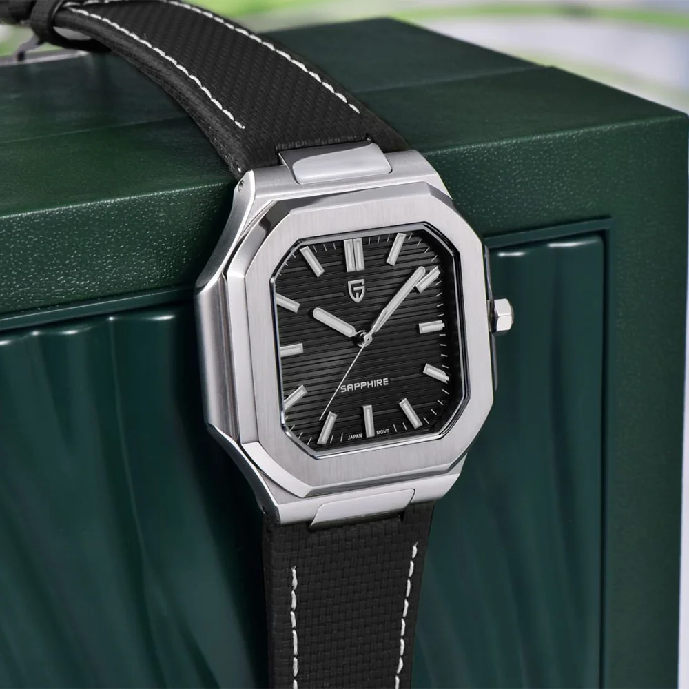 PAGANI DESIGN 2025 Nowy 37MM Kwadratowy Casualowy Zegarek Męski Top Marki Szkło Szafirowe Stal Nierdzewna Kwarcowy Zegarek Prezent Z Pudełkiem Relojes