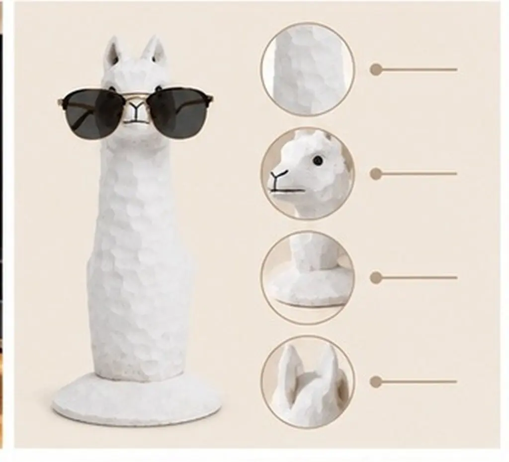 Creative Cartoon Alpaca Wood Glasses Stand Eyeglass Holder Sunglasses Display Desk Organizer Keeps Lenses Scratch Free