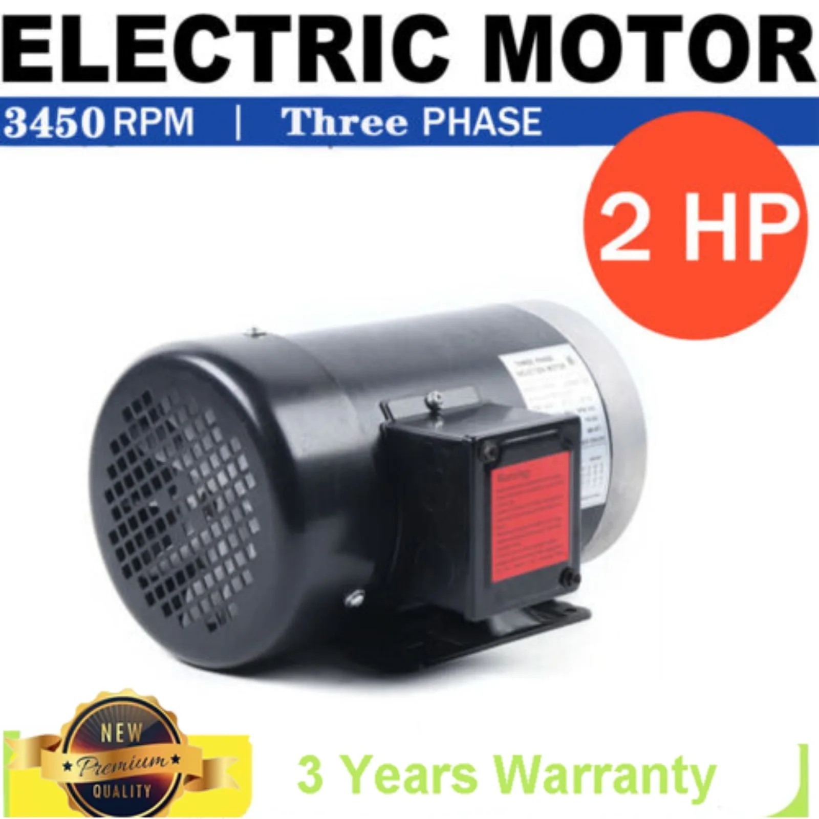 Bymaocar 3 Phase 60 Hz AC Electric Motor, 2HP Electrical Supply with Removable Base for Oilfield, Agriculture and Air Compressor