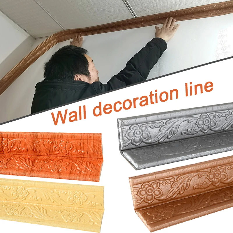Wall Trim Line Stickers Decoration 3D Self Adhesive Corner Line Decorative Wall Lines for Door Frame Doorway Stairway