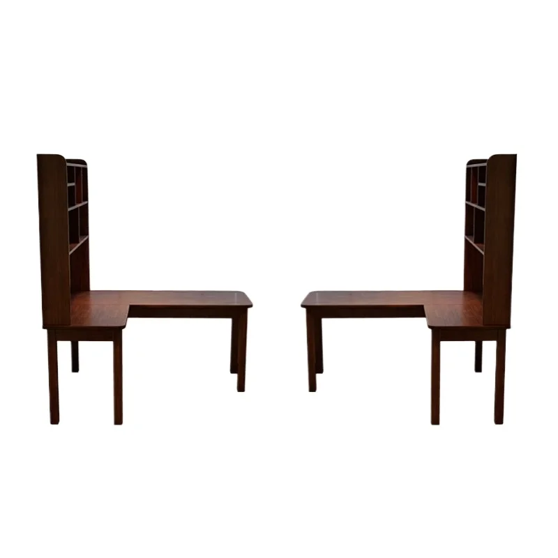 

Solid wood corner desk bookshelf bookcase integrated student home bedroom study table against the wall corner L-shaped