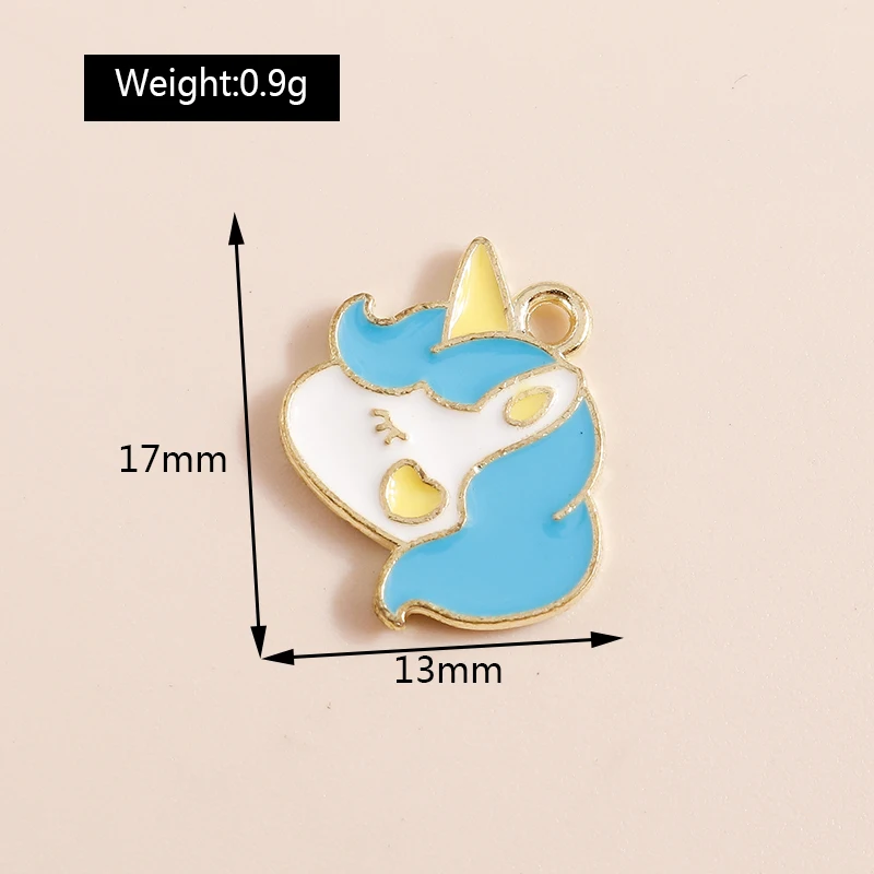 Leslie 10 Stück niedliche Emaille-Cartoon-Einhorn-Charms-Anhänger für DIY-Schmuckherstellung, handgefertigte Bastelarbeiten, Ohrringe, Halsketten, Zubehör – Detail 17