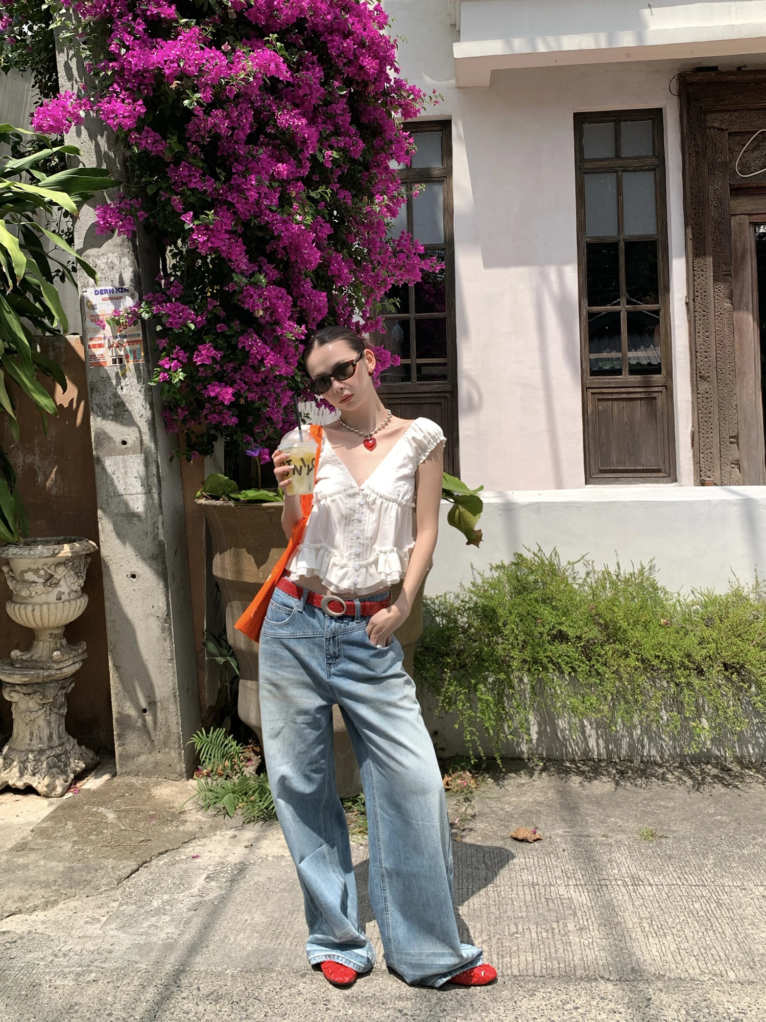 

Retro Washed Light Blue Denim Pants Women's Loose Wide Leg Long Trousers Spring Summer New Style High Waist Zipper Closure