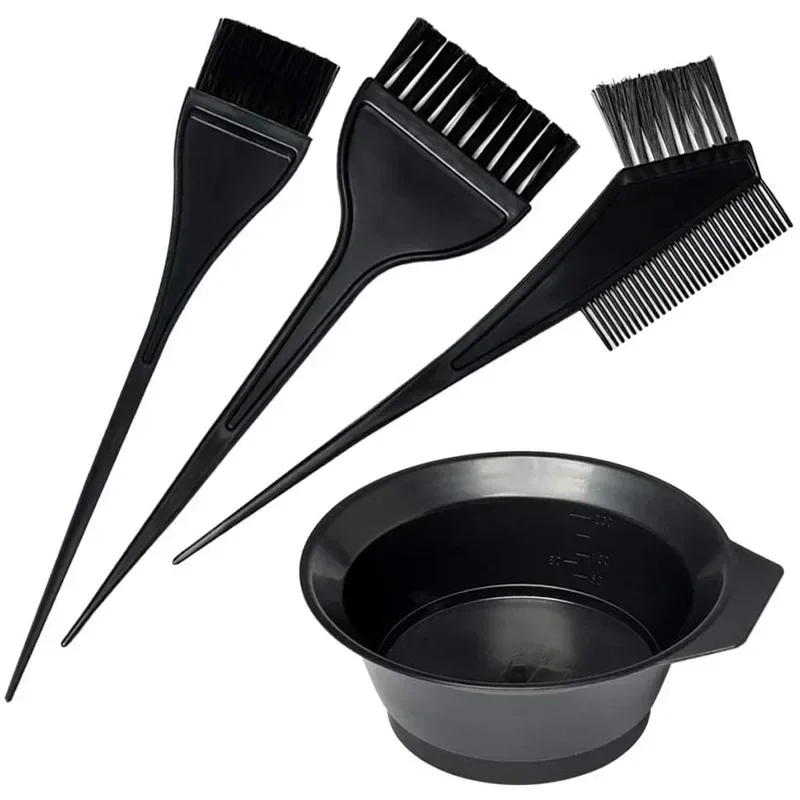 

4Pcs/Set Black Hair Dyeing Accessories Kit Hair Coloring Dye Comb Stirring Brush Plastic Color Mixing Bowl DIY Hair Styling Tool