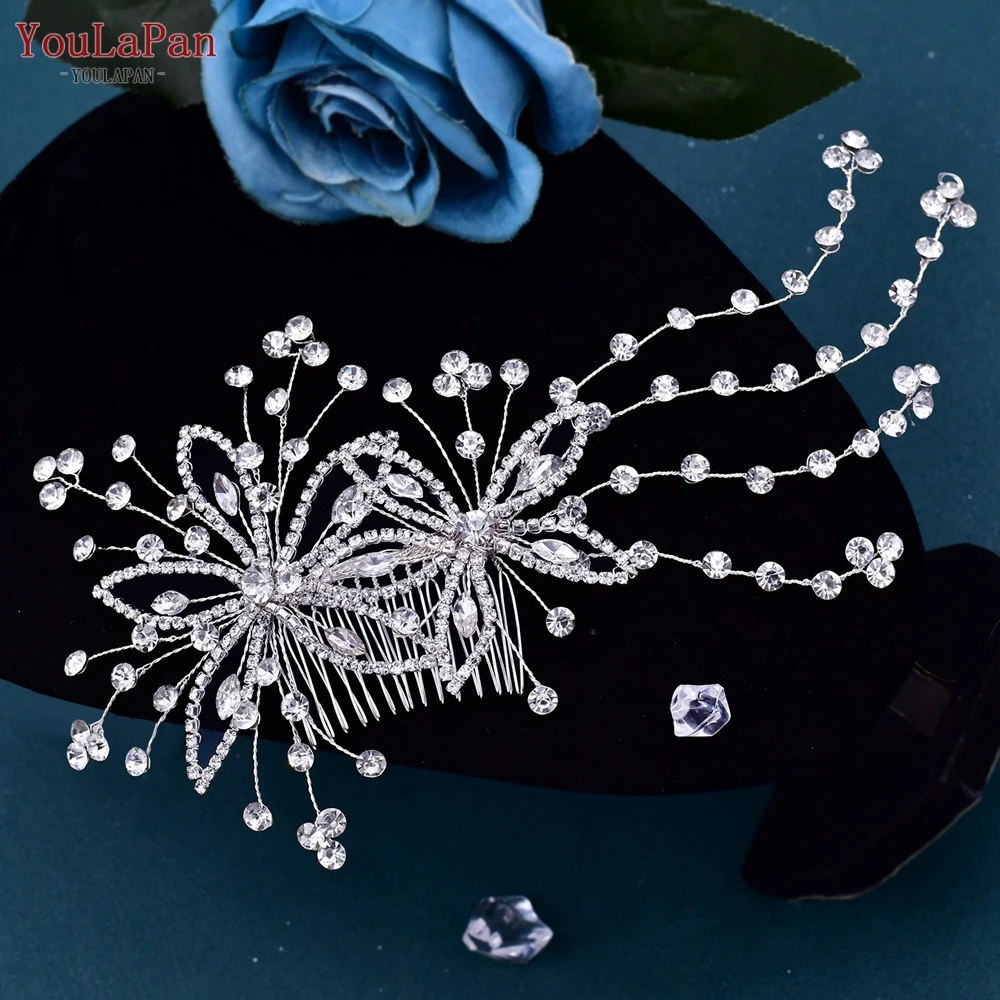 

YouLaPan Fashion Bridal Wedding Hair Comb Accessories Handmade Rhinestone Flowers Headband Women Party Prom Headpiece HP499