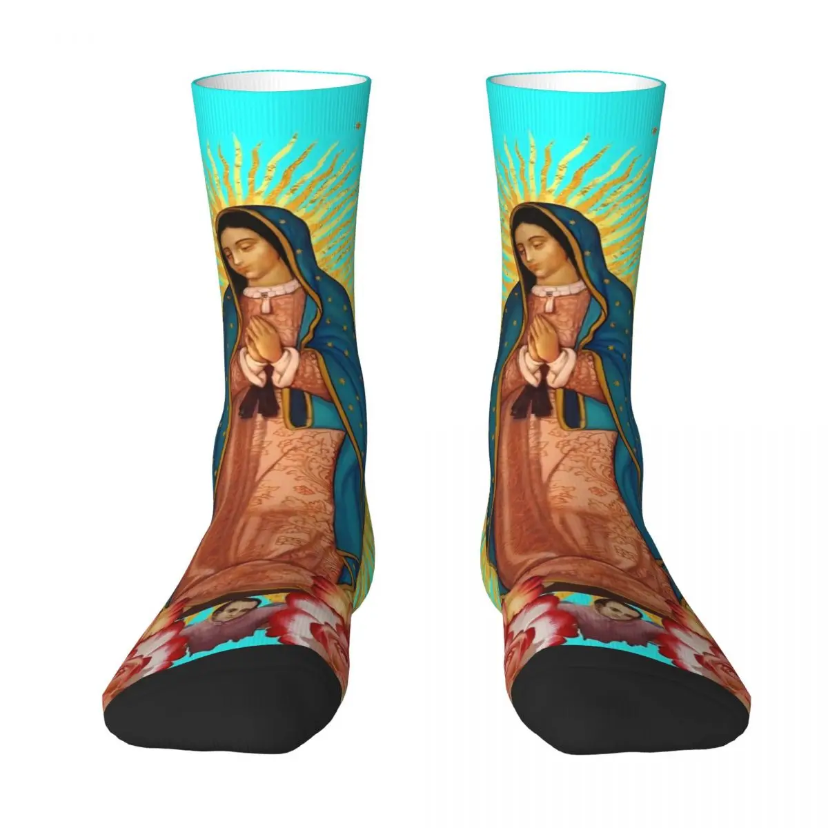 Virgin Mary Stockings Guadalupe Mother Graphic Casual Socks Spring Anti Sweat Socks Female Running Medium Soft Socks