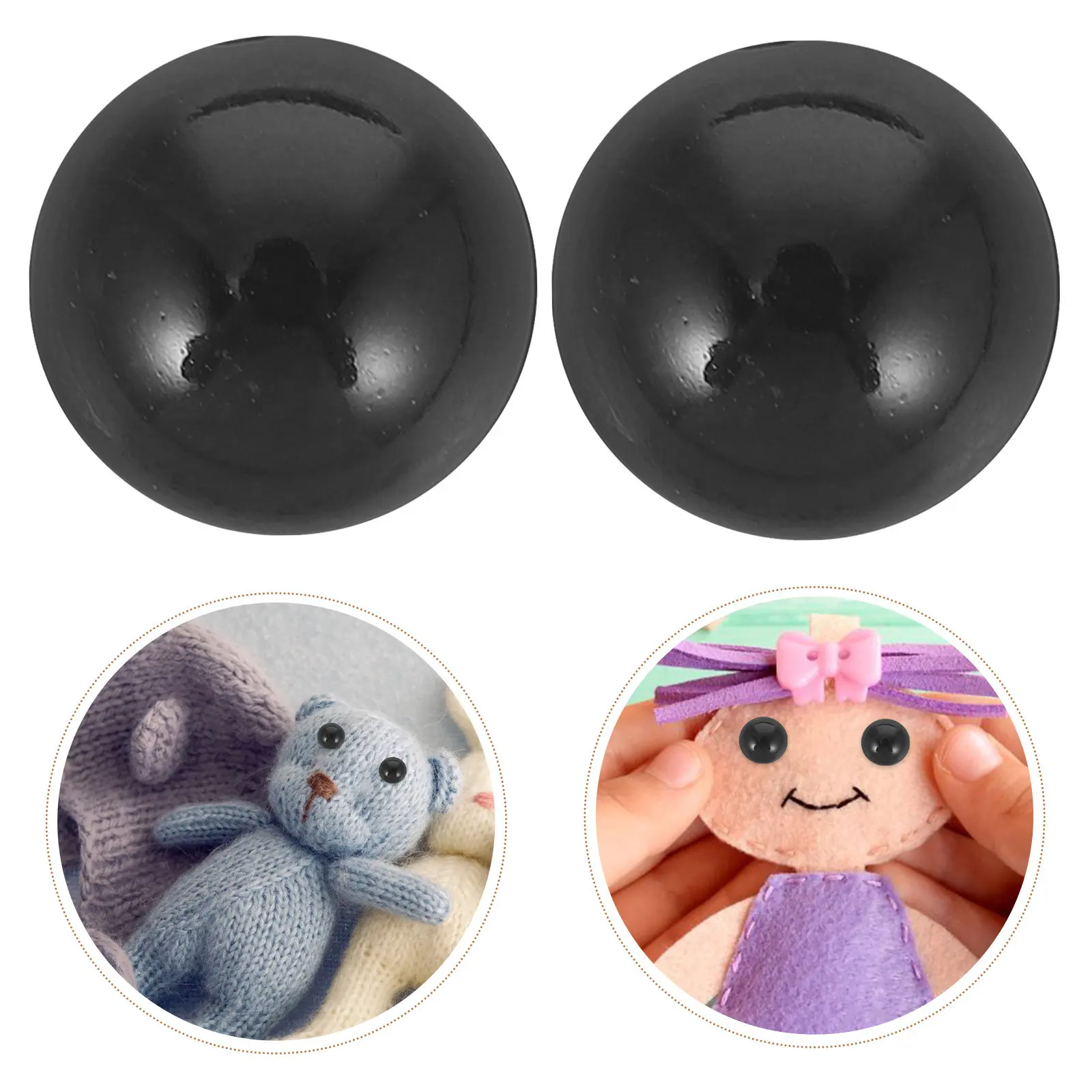 

400Pcs Realistic Black Round Craft Eyes Flat Base for Secure Attachment DIY Fabric Animal Creations Plastic Safety Eyes
