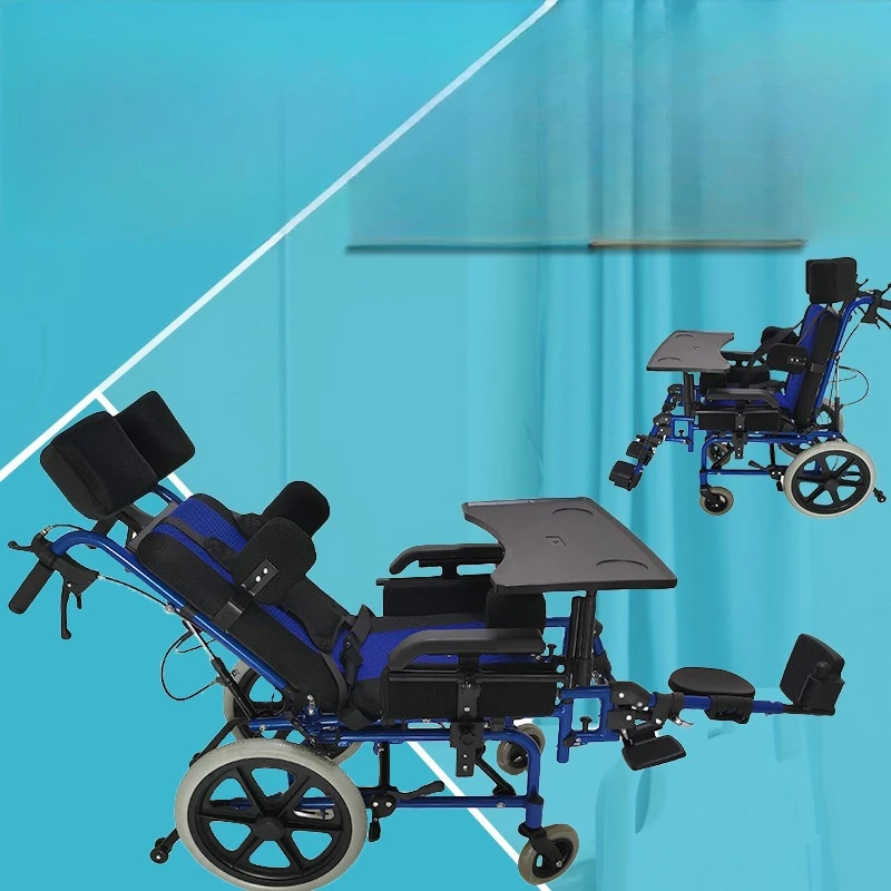 Supply wheelchair carts for disabled children, aluminum alloy full reclining wheelchairs, high backrest multi-functional