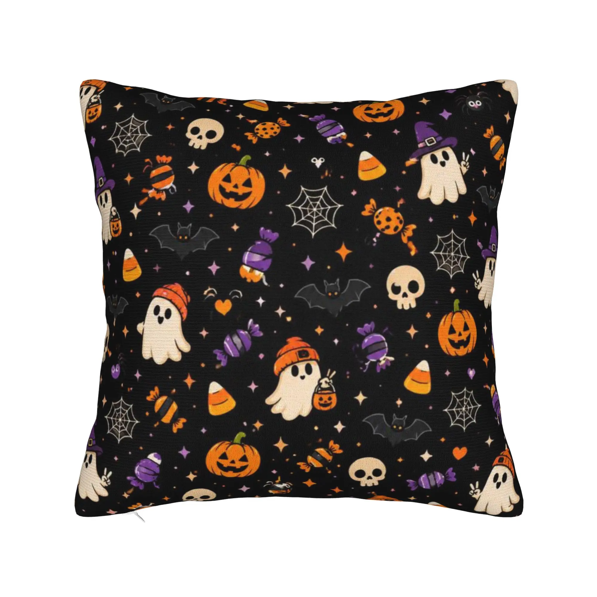 Decorative Pillowcases Halloween Ghost Pumpkin Spooky Trick Or Treat Witch Merch Car  Pillow Case Cover Zippered Multi-Size