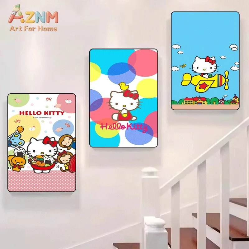 Hello Kitty Canvas Poster Cute Sanrio Cartoon Print Unframed Canvas Art Food Party Airplane Sweet Kawaii Aesthetic Wall Decor Gi