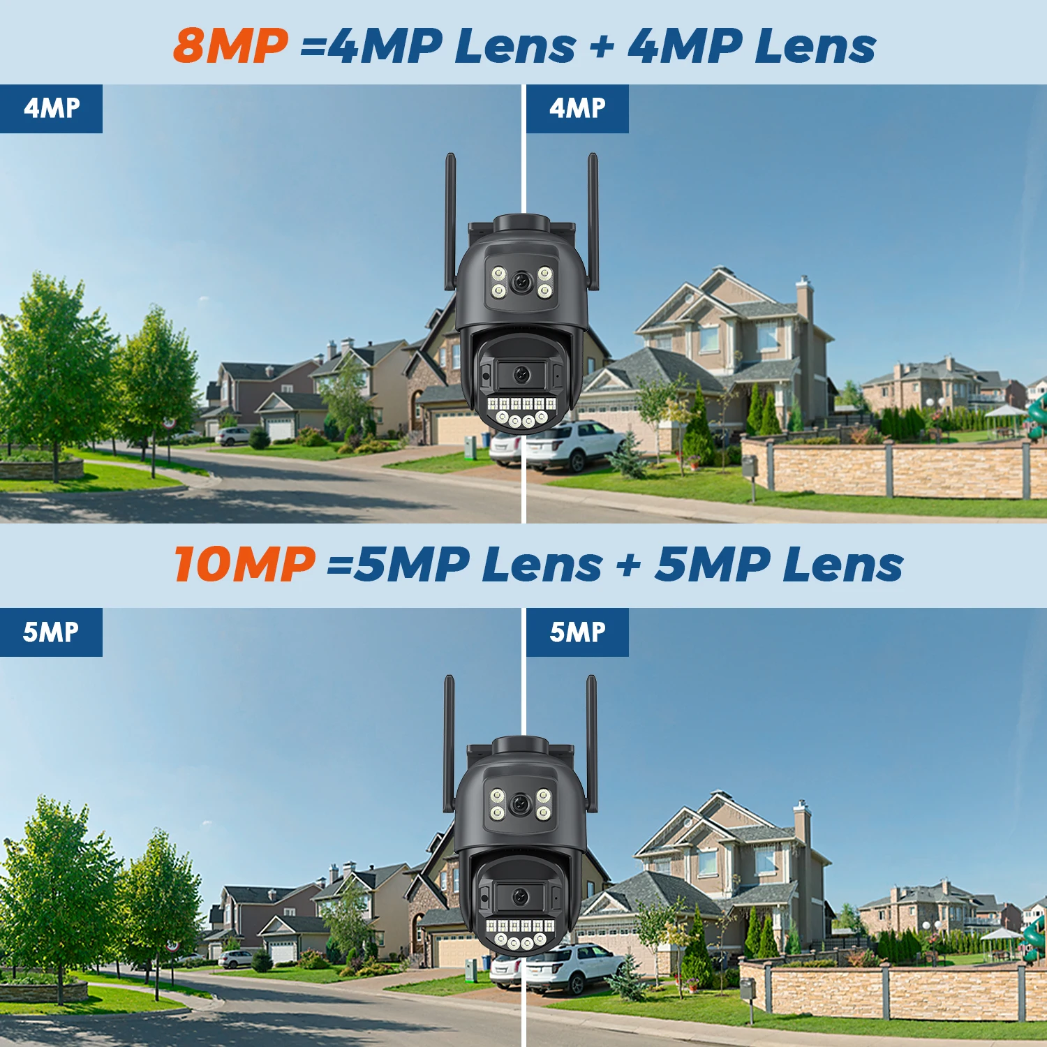 2er-Pack 5K 10MP HD WiFi PTZ-Kamera für den Außenbereich mit 8MP Dual Lens Dual Screen AI Auto Tracking IP CCTV Audio Videoüberwachung – Detail 6