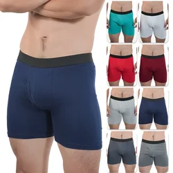 Mid-Long Man Boxers Big Cotton Mens Sports Underpants Soft Sweatpants Solid Long Briefs Sexy Fit Male Stretch Shorts Underwear