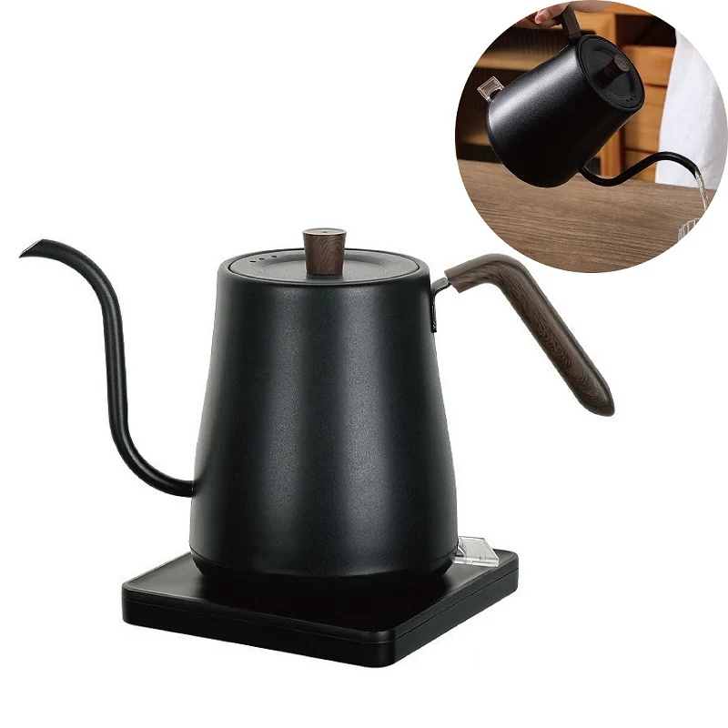 

110V Electric Kettle Hand Brewed Gooseneck Coffee Kettle Fast Boiling Water 304 Stainless Steel Tea Kettle Automatic Power Off