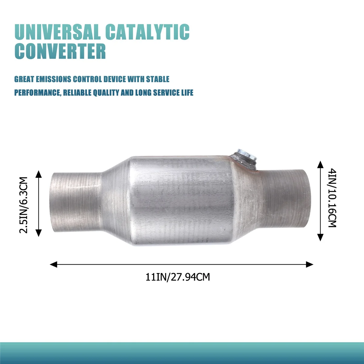 Conversor catalítico universal de alto fluxo, aço inoxidável, conversor catalítico de exaustão, 425250, 2.5 Polegada, 1Pc