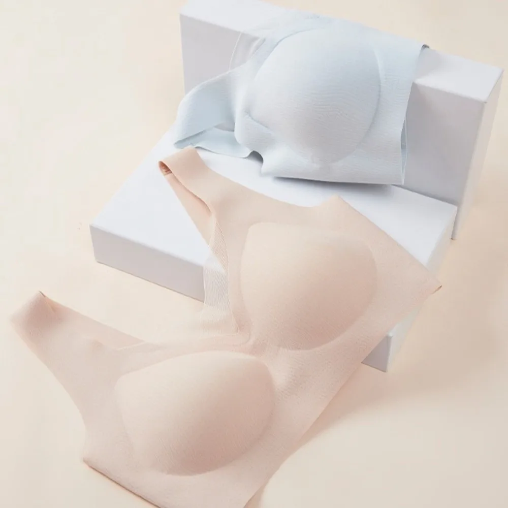 Traceless Wireless Deep V Bra Anti-sagging Shockproof Brassiere for Women Korean Fashion Solid Color Seamless Bra Girls Women
