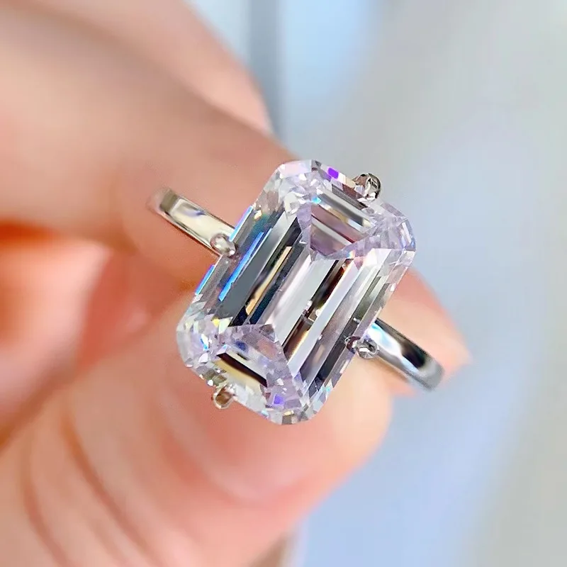 

22023 New S925 Silver High Carbon Diamond 8 * 12 Ring Ins Foreign Trade Handmade Jewelry One Piece dropshipping