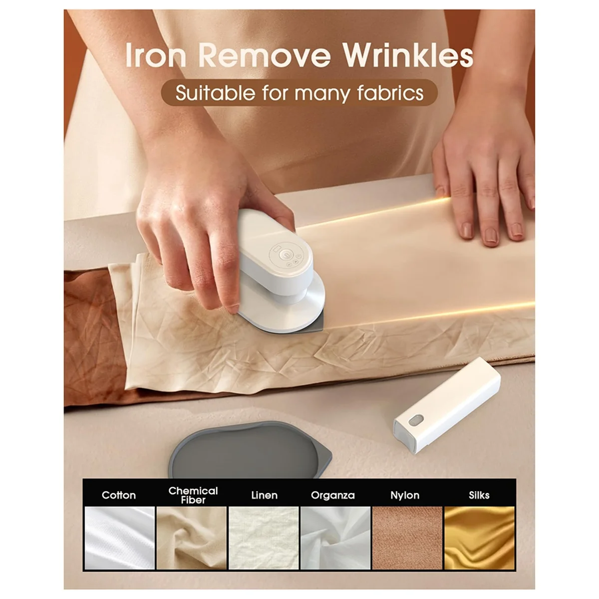 Cordless Travel Iron for Clothes,Mini Size Iron (No Steam),0.7 Lbs Light Weight Portable Iron,with Storage Box,Heat Pads-A07G