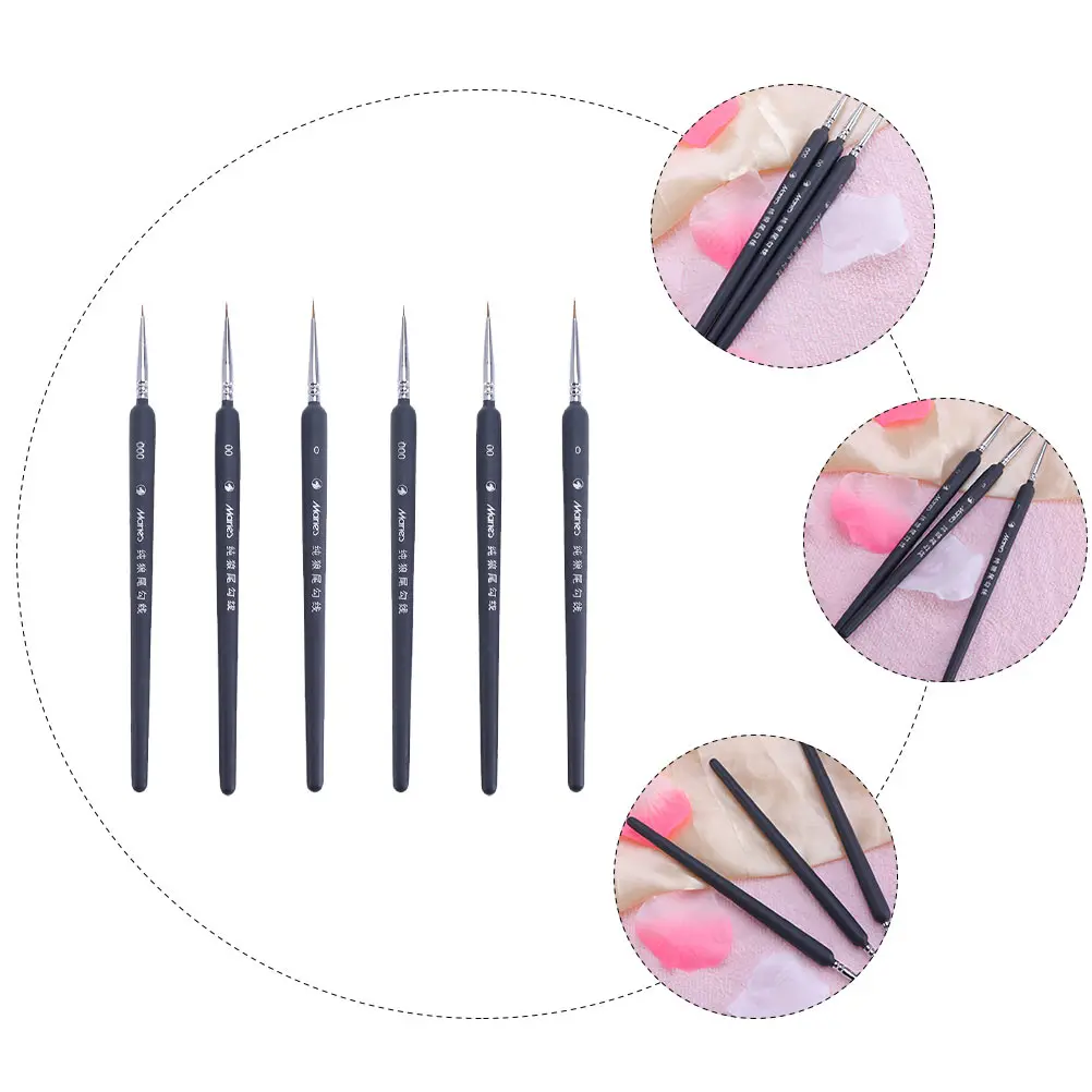 

6 Pcs Fine Paint Brushes Wolf Hair Wooden Body for Gouache Watercolor Acrylic Oil Painting Professional Beginner Artist