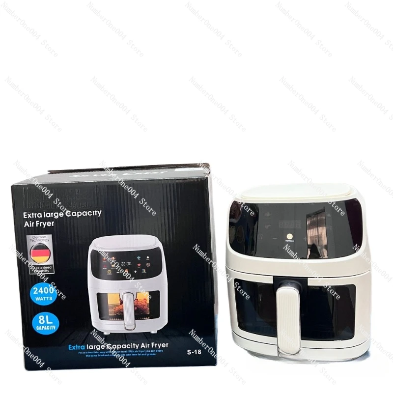 Visual Air Fryer Household 8L Large Capacity Color Screen Smart Electric Fryer Chip Machine