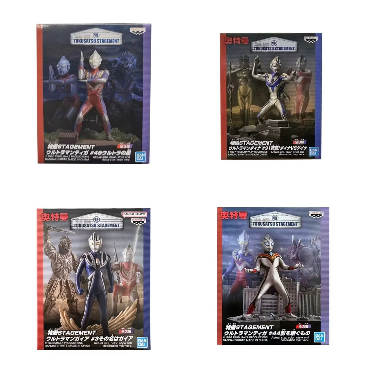 Original Bandai Evil Tiga ULTRAMAN TIGA STAGEMENT Anime Figure Toys PVC Model Action Figurine Collector Ornaments Figure Gift