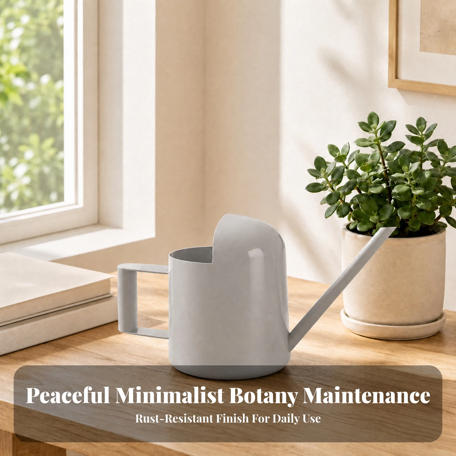 Cylindrical Watering Can with Long Spout Rust Resistant 300 Ml Watering Can with Handle Sturdy Space Saving for Succulent Care