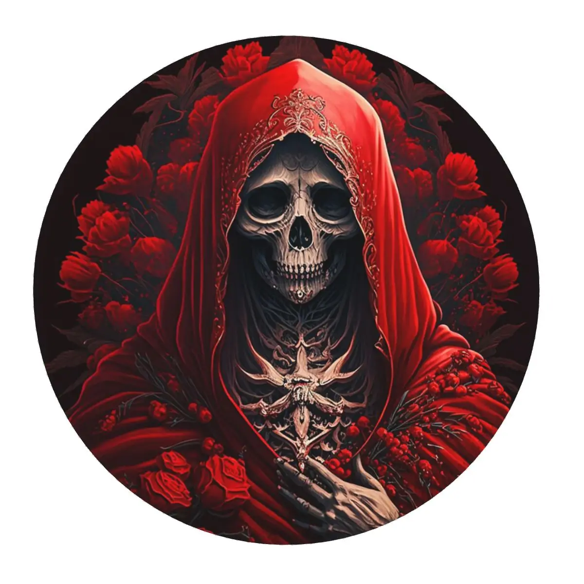 

Круглый коврик для мыши Santa Muerte Saint Death Goth Mexican Muertos Skull, коврик для мыши и клавиатуры, коврик для геймеров, коврик для ноутбука, настольный коврик