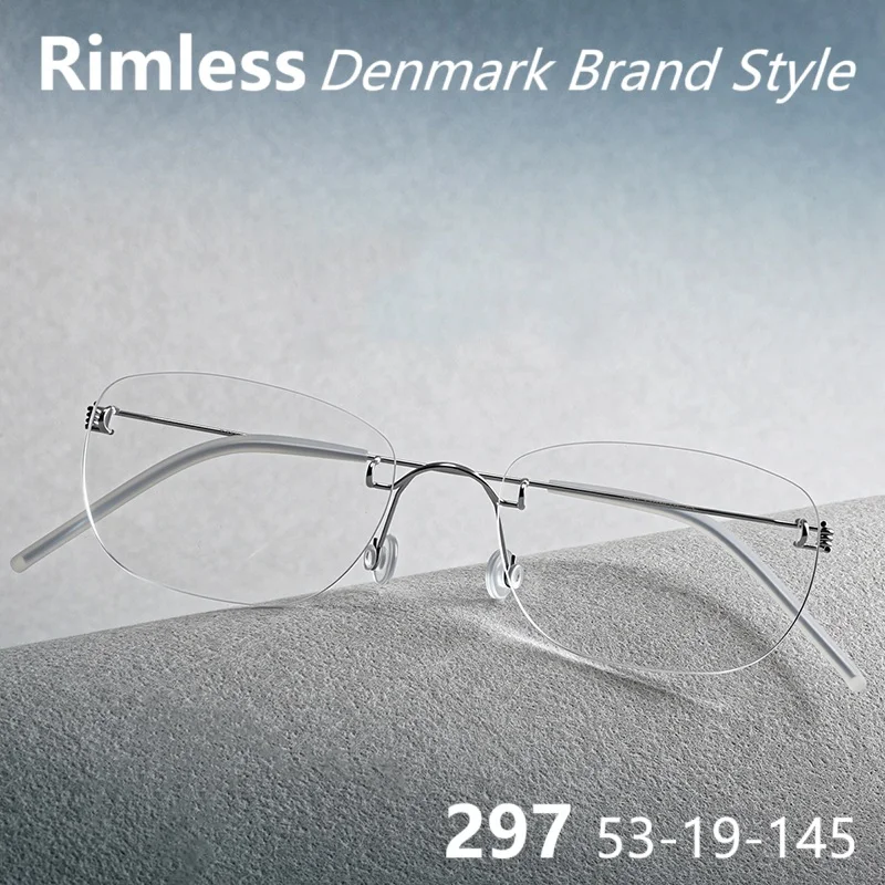 

Оправа для очков без оправы в датском стиле, без винтов, ультралегкие безободковые очки, маленькие квадратные