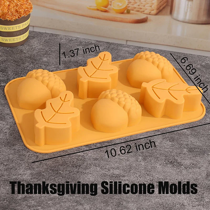 2Pcs Pumpkin Fall Silicone Mold Halloween Acorns Maple Leaf Silicone Soap Molds for Candle Making, Candy Muffins Chocolates Cake