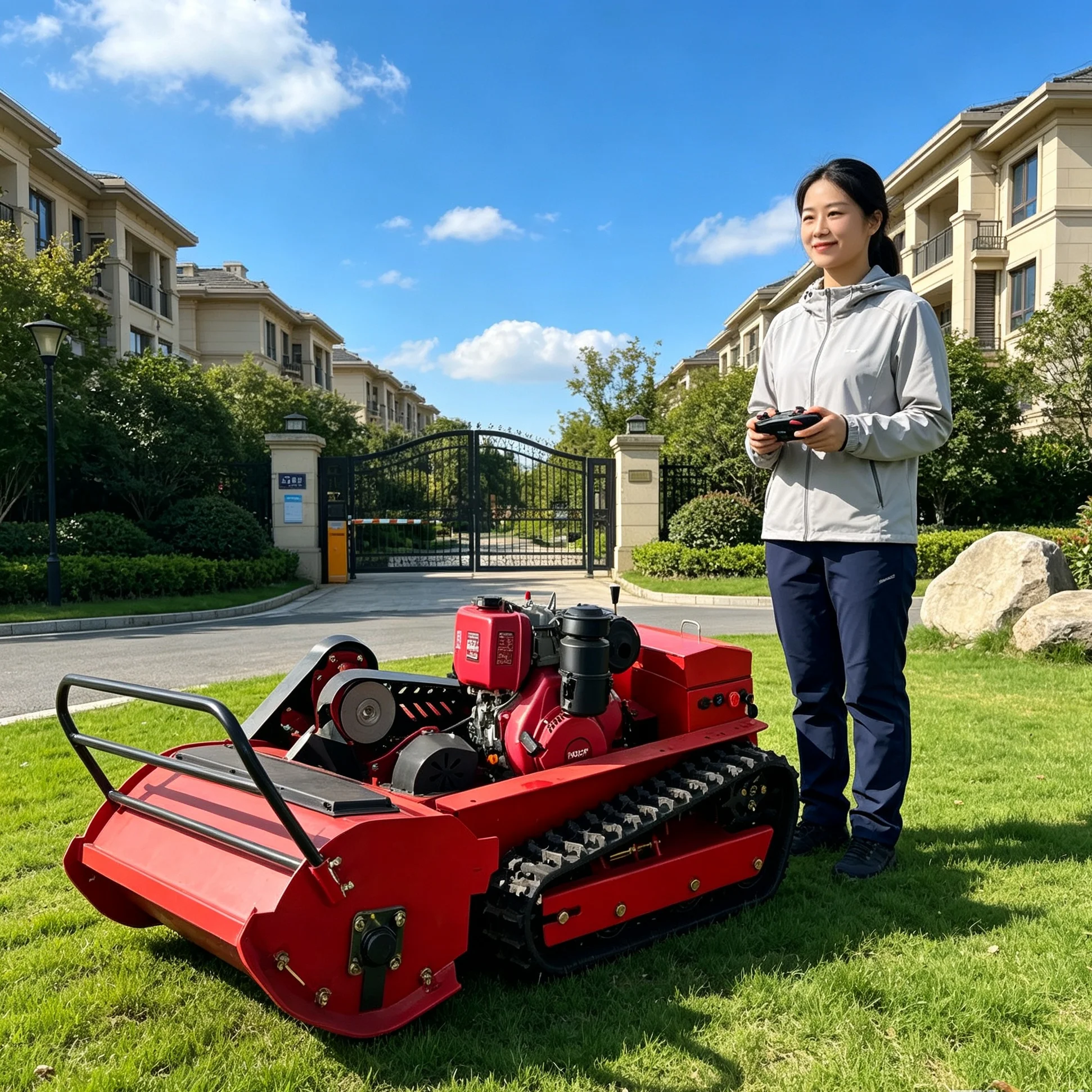 Customized Countryside Leisure Garden Plots 1200S Tracked Lawn‑Mowing Robot, Rust‑Resistant Red Flail‑Type Blade, Optional Color
