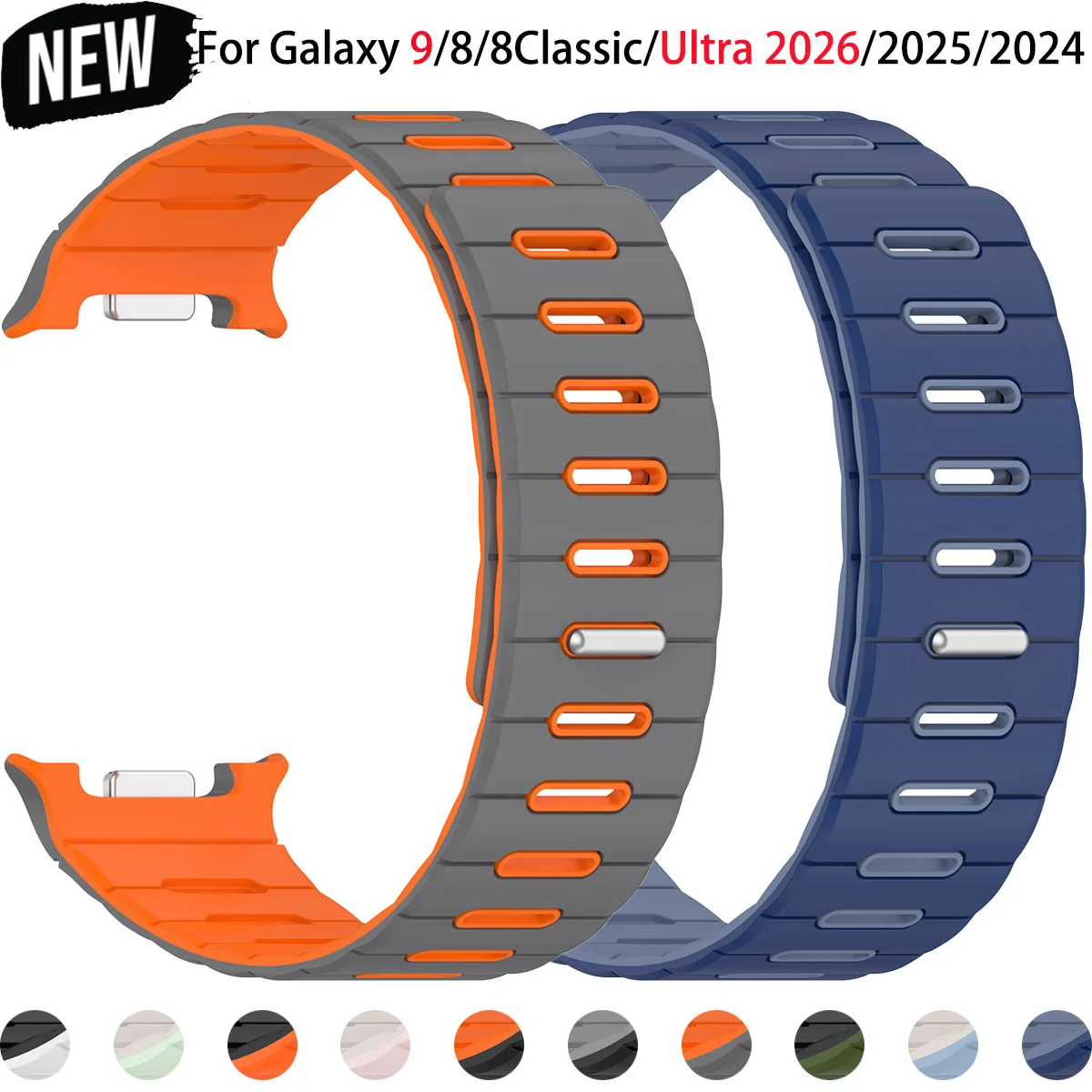 Magnetic Band for Samsung Galaxy Watch 9/8/8classic 40/44/46mm Breathable Silicone Strap for 9/8/7 Ultra Ultra 2(2026) Bracelet