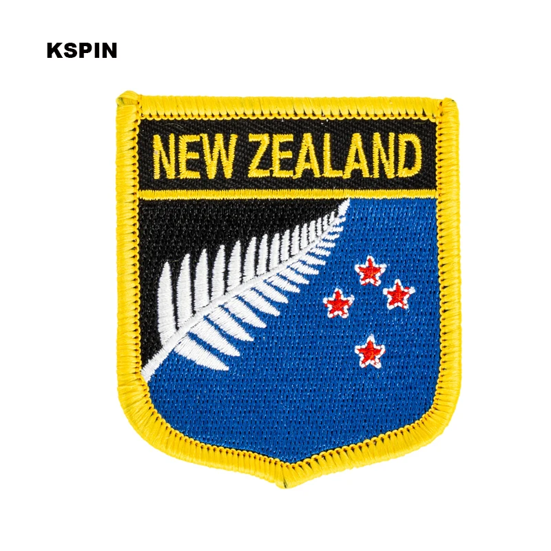 New Zealand Flag Shield Shape Iron on Embroidery Patches Saw on Transfer Patches Sewing Applications for Clothes Back Pac