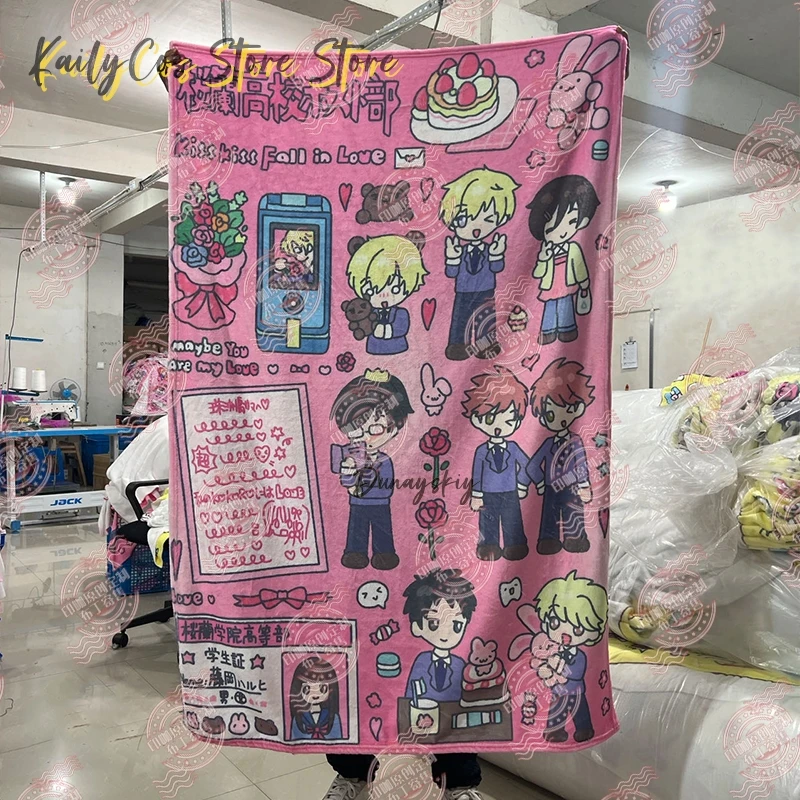 

Персонажи блондинки/рыжий мальчики фиолетового цвета, аниме-хост-клуб, фланелевое одеяло переменного тока, униформа в стиле чиби, милый розовый дизайн, мягкий флис