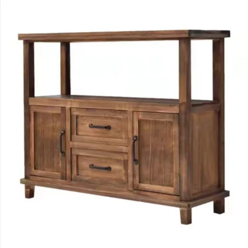 Rural solid wood chest, retro porch cabinet, living room storage cabinet, shelf, household wall low cabinet