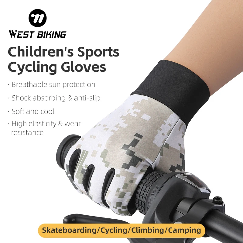 

WEST BIKING Children's Sports Cycling Gloves Thickened Palm Pad Anti-slip Breathable Outdoor Gloves For Boys and Girls Children