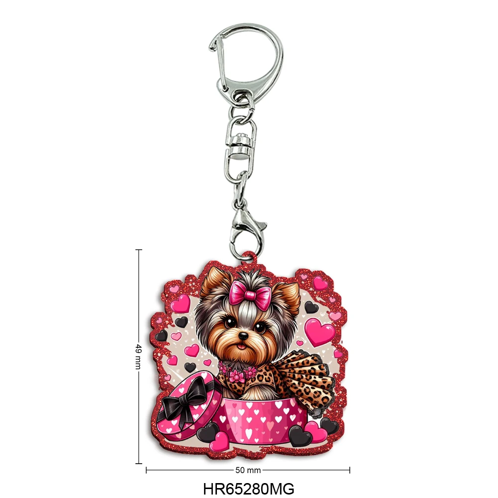 

Брелок из акрила с крупным блестящим глиттером в виде животных ко Дню святого Валентина, изысканный акриловый кулон, кольцо для ключей от машины, подарок, украшение