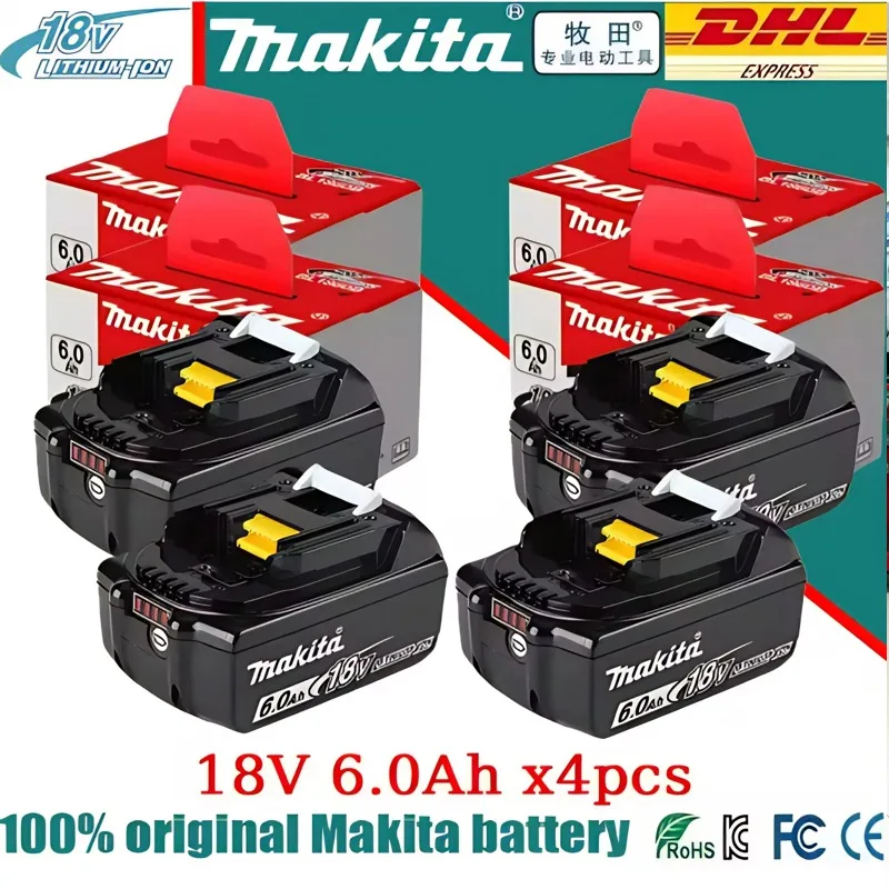 

Lithium-ion Original 18V Makita 6.0Ah Rechargeable Battery Charger and DGA404 DTD173 TWO04G DTW700 High-Quality Power Tool.