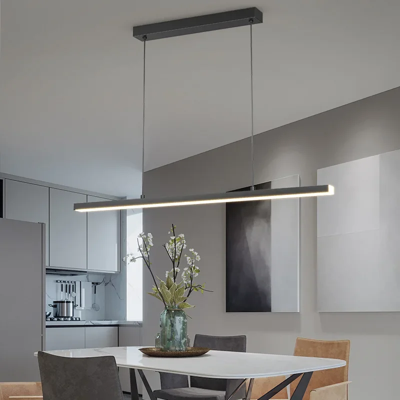 Restaurant chandelier high-end modern minimalist home restaurant light Nordic one-word dining table light chandelier