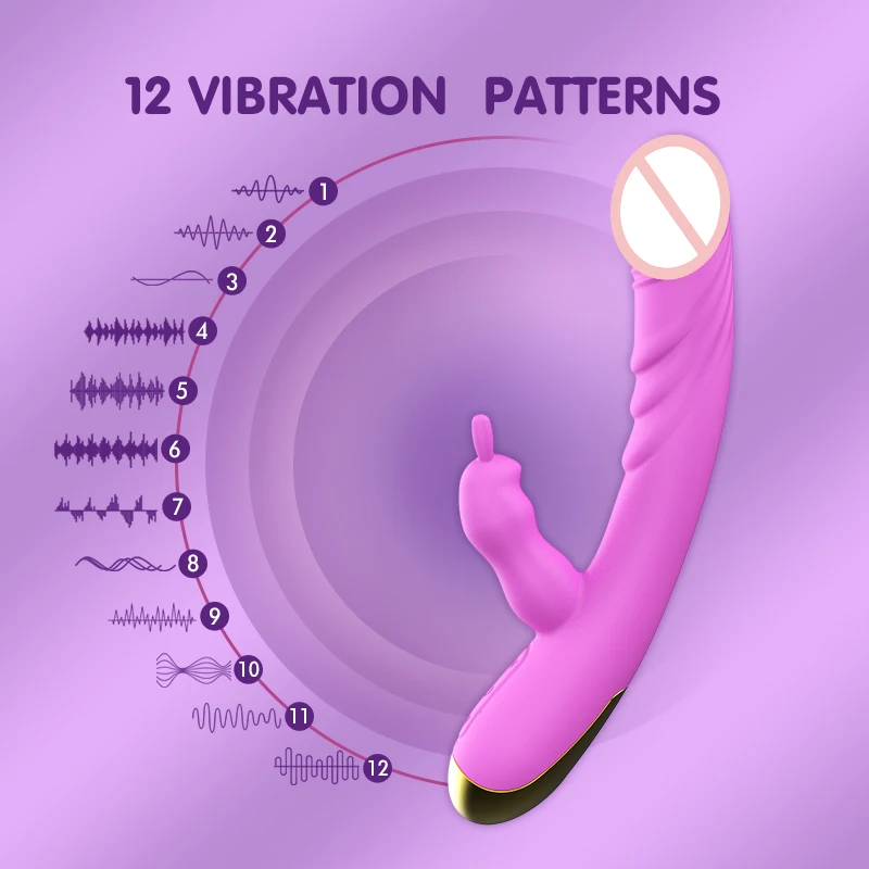 2 in 1 Heating G Spot Rabbit Vibrator For Women Clitoris Nipple Dual Stimulator Vagina Massager,Sex Toys For Female Masturbator