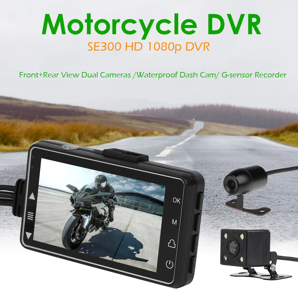 

SE300 Motorcycle DVR Camera Front+Rear View Motorcycle Dash Cam Video Recorder