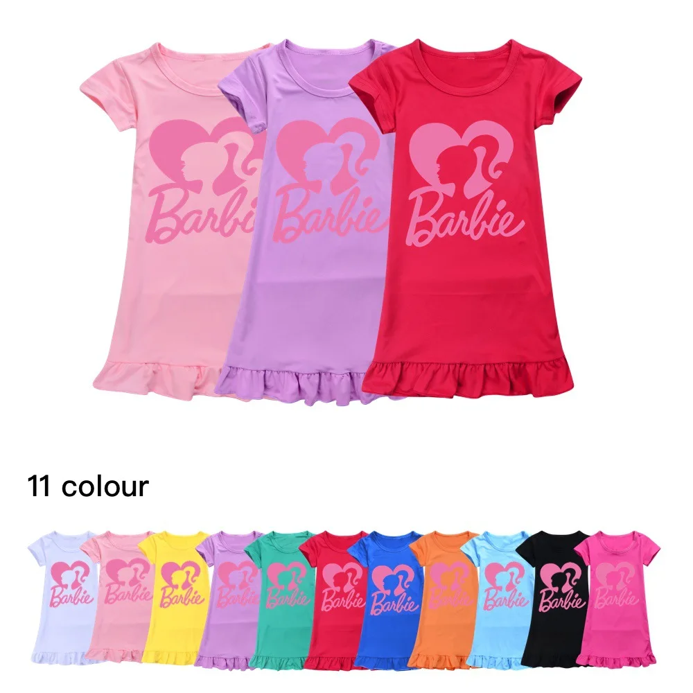 2-12 Years Teenager Barbie Nightgown Children's Pajamas Teens Girls Nightgowns Sleeping Dress Night Wear Baby Clothes