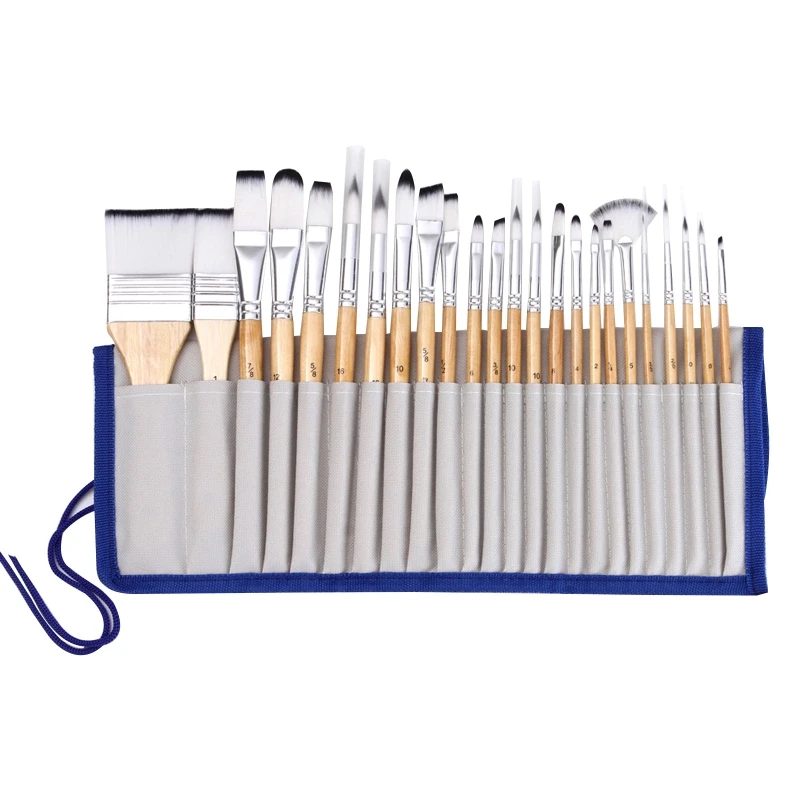 

24 Pcs Artist Paint Brush Portable Nylon Paint Brush Portable Beginners Set