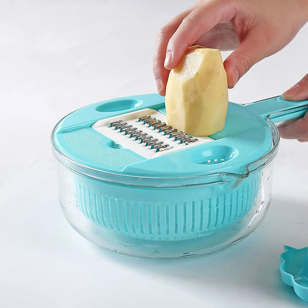 

12 Transparent Blue Multi Functional Grater Cutting Tool Kitchen Slicer Shredder Manual Potato Vegetable Chopper Garlic Cheese